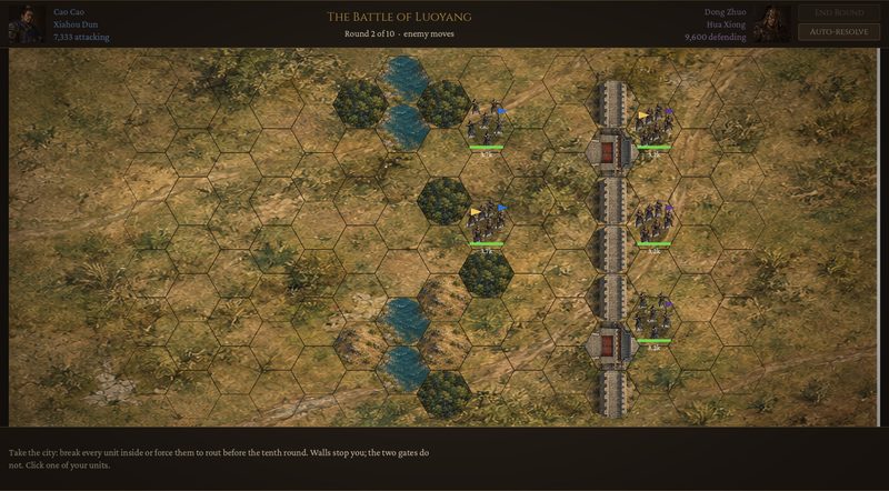 A hex battle before a walled city